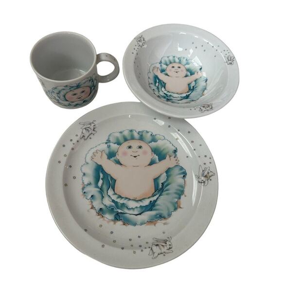 Vintage 80s Royal Worcester  Cabbage Patch Kids Porcelain Dish Set - Picture 1 of 12
